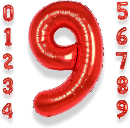 AULE 40 Inch Red 9 Balloon Number Foil 0-9 Birthday Big Numbers | Birthday by AULE