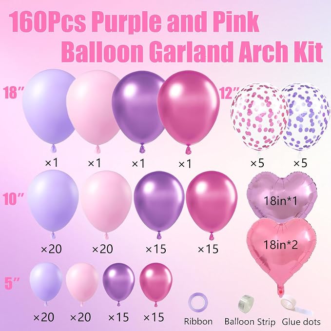 Pink Purple Balloon Garland Arch Kit - Image 2