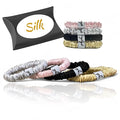 Silk Scrunchies for Women No Damage Mulberry Silk No Slip 4 Pack-Elastic Ponytail Girls Hair Ties | Skinny Hair Ties for Thin Thick Wavy or Curly Hair | No Crease for Sleep and Sports (4, Everyday)
