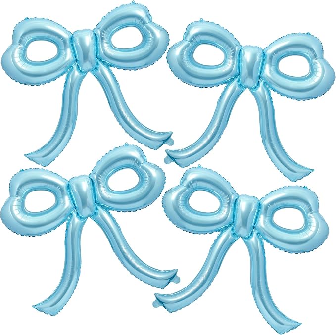 4 Pcs Blue Bow Balloons Bow Birthday Party Decorations by Unknown