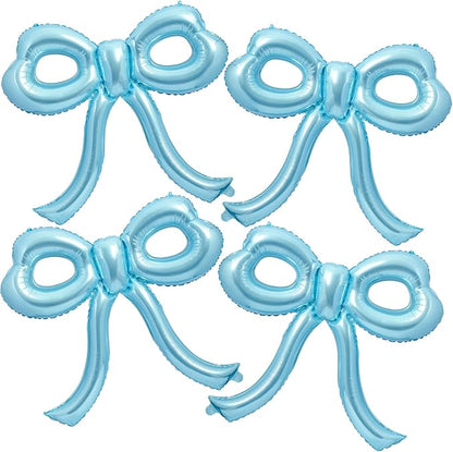 4 Pcs Blue Bow Balloons Bow Birthday Party Decorations by Unknown