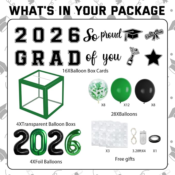 2026 Graduation Balloon Boxes Decorations – Clear Balloon Box Stack - Image 2