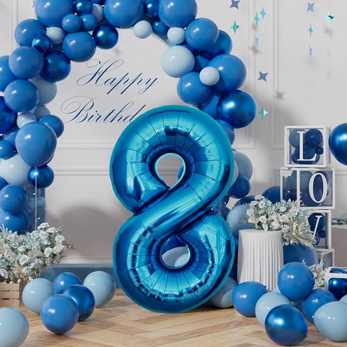 AULE 40 Inch 8 Blue Balloon Number Foil 0-9 Birthday Big Numbers | Birthday - Image 3
