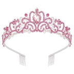 Didder Silver Tiaras and Crowns for Women, Pink Crystal Tiara Crowns For Women Girls Elegant Crown with Combs Princess Crown Tiara Birthday Crowns for Women Bridal Wedding Prom Birthday Party