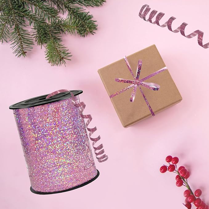 Pink Ribbon Metallic Balloon Curling Ribbon - Image 3