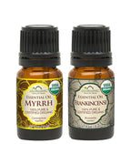US Organic 100% Pure Myrrh, Frankincense Essential Oil Combo Pack - Directly sourced from The Horn of Africa - USDA Certified Organic - Use Topically or in Diffuser (5 ml Combo)