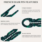 Sunolga 4pcs Prestige French Hair Pins for Women, 4.38" Large, Serrated Anti-Slip Design, Curved Shape for Better Head Fit, Coquette Elegant Hair Accessories for Updos, Chignon, Bun Hairstyles