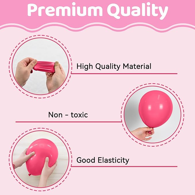Pink And Black Balloons, 12inch Hot Pink Black Balloons, Confetti Balloon 2pcs - Image 3