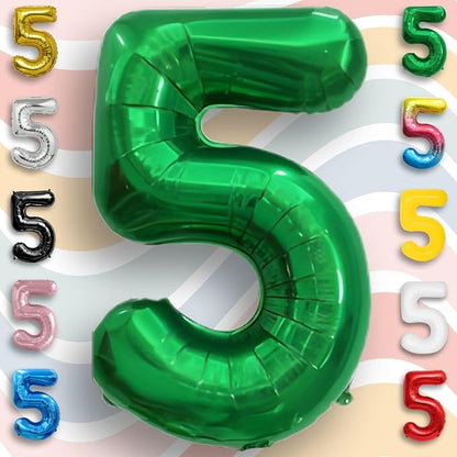 Green Number Balloon 5 Mylar Foil Balloons 32 inch - Image 2