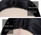 BrittyHair Black Long Straight Wig for Women 26 Inches Synthetic Layered Wig Black Lace Front Synthetic Wig Middle Part Black Straight Wig for Daily Cosplay Party Use(#1B Natural Black, 26 Inch)