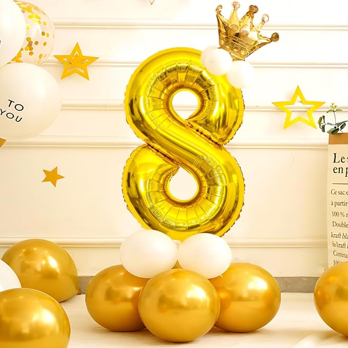 40 Inch Gold Number Balloons, Helium Mylar Foil Number Balloons - Image 3