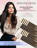 DOORES Invisi Edge Tape in Hair Extensions, Chocolate Brown to Honey Blonde 10 Injection Tape-ins with 10 Classic Tape-ins 50g 24 Inch, Virgin Hair Injection Tape in Extensions