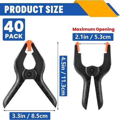 40 Pack 4.5 inch Plastic Spring Clamps, Backdrop Clips, Woodworking Clamps - Image 2