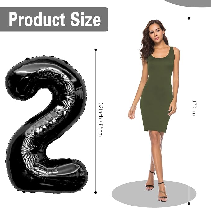 Black Number Balloons 20 Balloon Numbers 20th Number Balloon Foil Mylar Party - Image 2