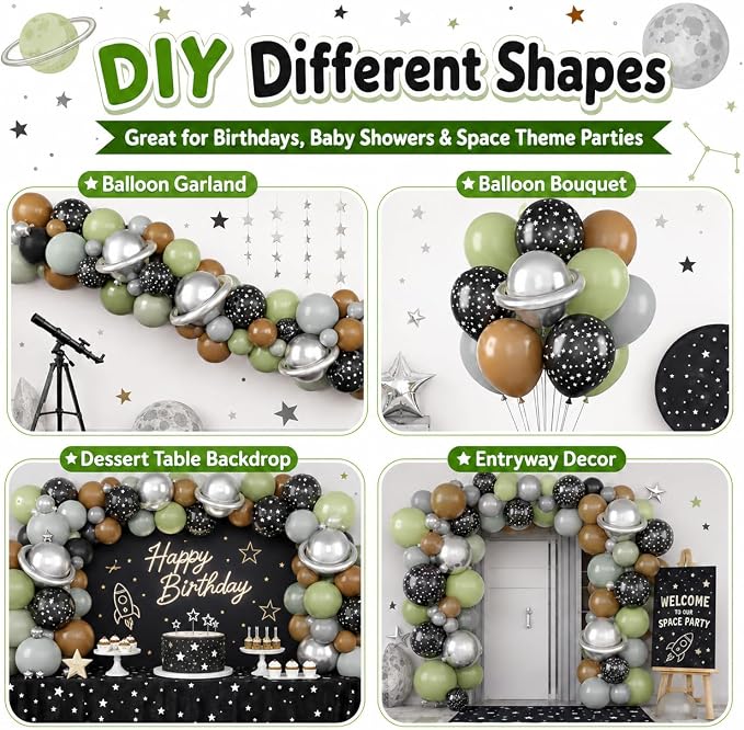 Grey Sage Green Brown Balloons, 12 Inch Olive Green Black Grey Balloons - Image 7