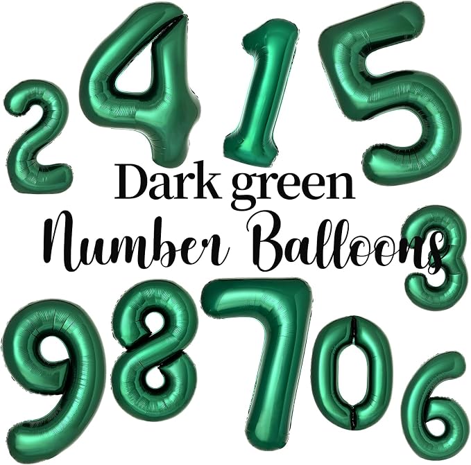 Dark Green Number 9 Balloons Large Emerald Green Number Balloons 40 Inch Jungle - Image 3