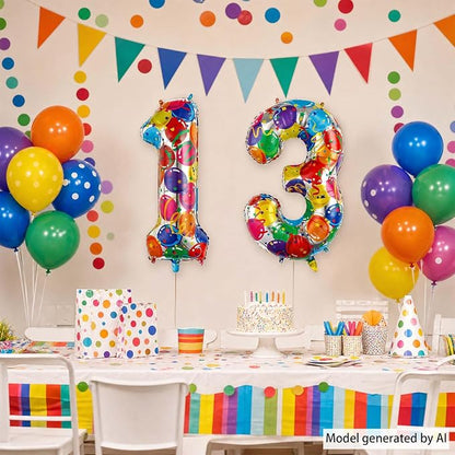 40 Inch Rainbow Balloon Number 13 Balloons, Official Teen 13th Bday Decor | 40" - Image 7
