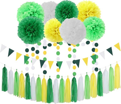 Yellow Green White Party Decorations by OURUOLA