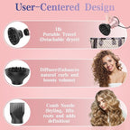 Professional Diffuser Hair Dryer, Ionic 2 in 1 Designed Specifically for Curly Hair Diffuser with Comb Attachment, Enhanced Wind Power, Faster Styling for Women, Ideal Gifts for Women