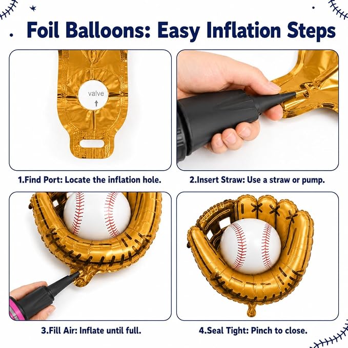 Baseball Balloons, 12 Inch Navy Blue Red White Light Dusty Blue Balloons - Image 3