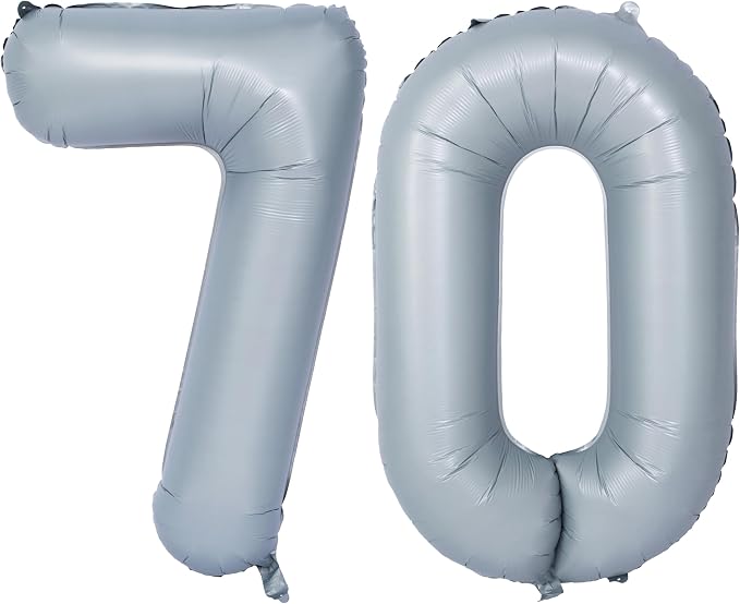 40 In Matte gray Number Balloon Helium Foil Mylar Birthday Balloon Digit 70 | by Exquisitehighqualitypartydecorationstomeetyoureveryneed%EF%BC%81