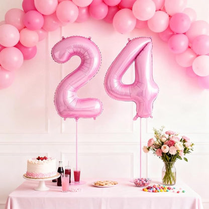 Pink Number 24 Balloons, Big Large Foil Number Balloons, Jumbo Giant Mylar - Image 4