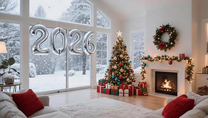 Silver 2026 Number Balloon 40 Inch, Foil Balloons 2026 New Years Eve Party - Image 5