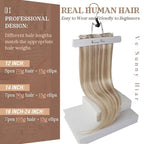 Ve Sunny Clip in Hair Extensions Real Human Hair Highlights Human Hair Clip in Extensions Dark Ash Blonde Highlights Light Blonde Real Hair Extensions Clip in Human Hair Comfortable 7pcs 20inch 120g