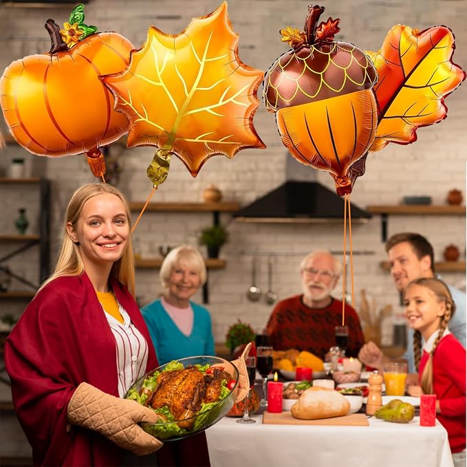 Jobkoo Fall Balloons Thanksgiving Decorations Orange Pumpkin Maple Leaf Pine - Image 8