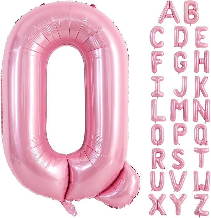 TONIFUL 40 Inch Large Pink Letter Q Balloons Giant Foil Mylar Alphabet Balloon by TONIFUL
