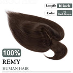 SEGO Hair Toppers for Women Real Human Hair with Thinning, with Front Bangs Clip in Toppers Straight 150% Density Silk Base -16 Inch #2 Dark Brown