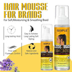 Braid Foam Control Mousse Braiding Hair Mousse for Braids Twist, Locs, No Flake Extra Hold High Shine Style and Moisturizes, Lightweight, Smooth, No Flake Easy to Apply (4pcs)