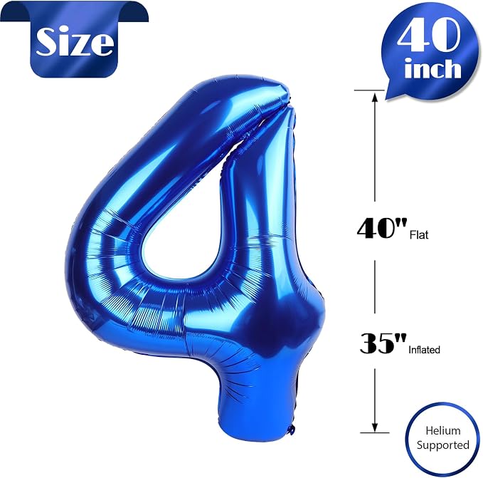 Blue Number 4 Balloon 40 Inch - Image 5