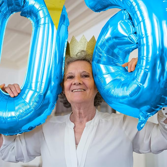 40 Inch Blue Large Numbers Balloons 0-9, Self Inflating Foil Number 6 Helium - Image 4