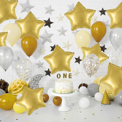 Metal Gold Star Balloons, 18 Inch 10 Pcs Metallic Gold Star Shape Foil Balloon - Image 6