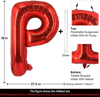 Lovoir 40 Inch Large Red Letter P Balloons Big Size Jumbo Mylar Foil Helium - Image 2