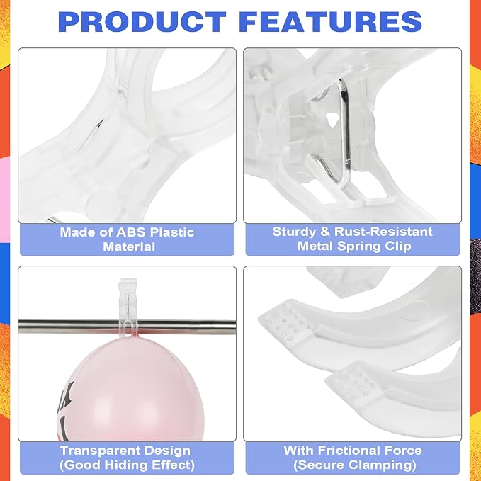20 Pack Large Balloon Arch Clips Transparent Plastic 3.62 Inch Heavy Duty Large - Image 3