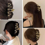 Hair Clip, Gold Irregular Waves, 1Pcs 4.52Inch Hair Claw Clips for Thin Thick Hair Accessories, Non-slip Head Clip, Elegant Hair Accessories