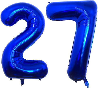 Navy Blue 27 Number Balloons, 40 Inch Giant Number 27 Balloons Foil Mylar by Lovoir