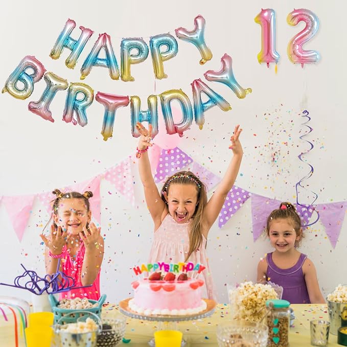2 Set 20 Pcs Number Balloons 16 Inch Rainbow 0-9 Number Mylar Foil Balloons - Image 3