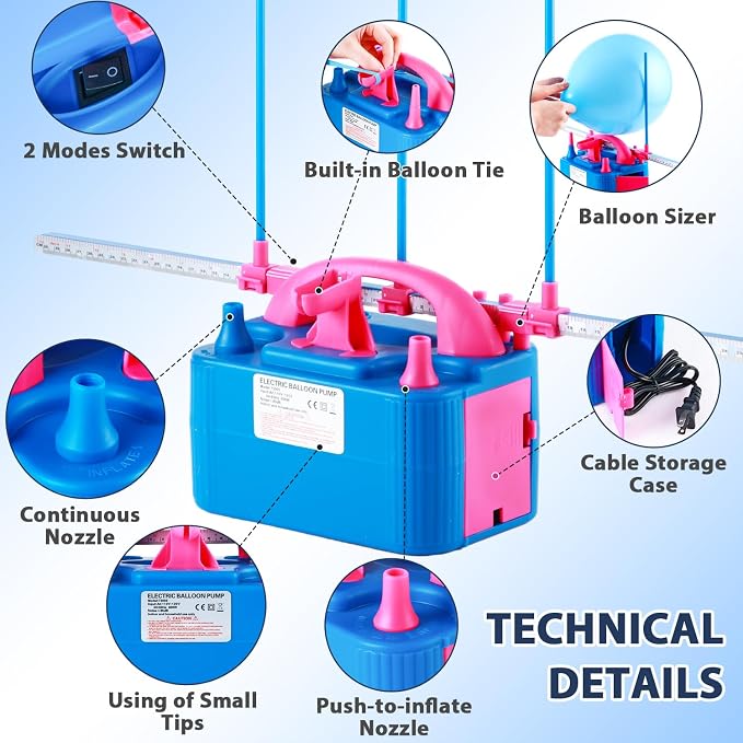 Party Zealot Electric Balloon Inflator Dual Nozzles - Image 8