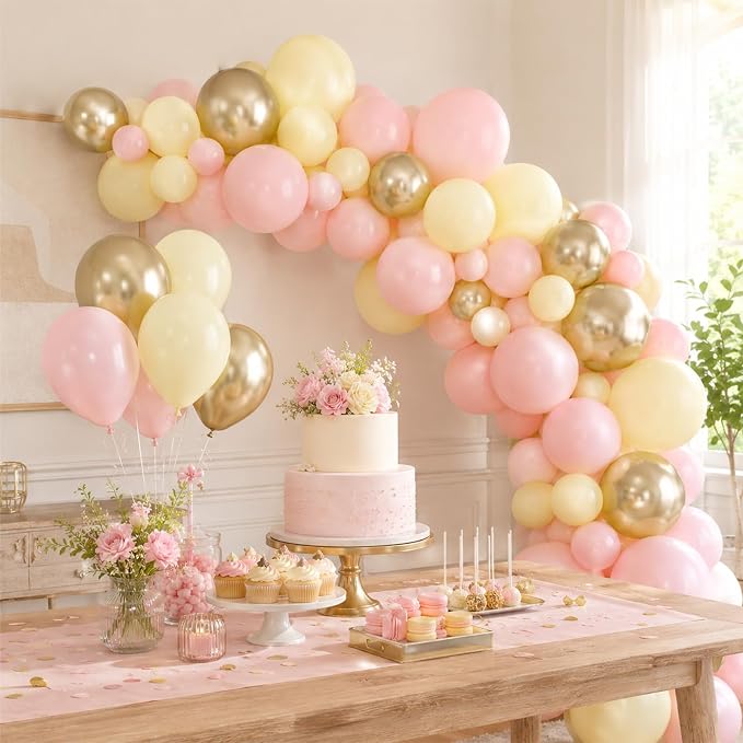 Pink Yellow Gold Balloons - Image 8