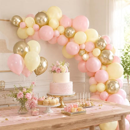 Pink Yellow Gold Balloons - Image 8