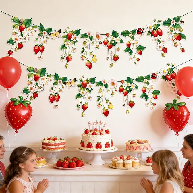 Strawberry Garland Banner Berry First Birthday Decor Strawberry Wildflower - Image 8