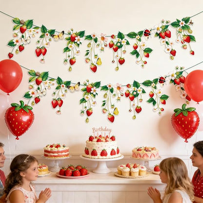 Strawberry Garland Banner Berry First Birthday Decor Strawberry Wildflower - Image 8