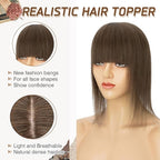 Rich Choices Real Human Hair Toppers for Women With Bang 100% Remy Human Hair Topper for Thinning Hair Clip in Silk Base Hair Topper 16 Inch #2R Chocolate Brown