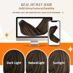 Full Shine Brown Balayage Hair Extension Clip ins Short Clip in Hair Extensions 12 Inch Dark Brown to Light Brown with Blonde Remy Hair for Daily Wear 8 PCS 95G