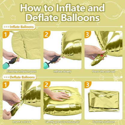 NISOCY 25PCS Metallic Light Gold Square Foil Balloons Wall Backdrop | Double - Image 3