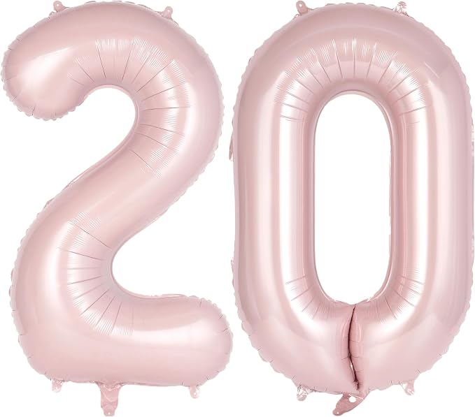 Light Pink Number 20 Balloon, 40 Inch Giant Mylar Number Balloons, Large Foil by AIQINHU