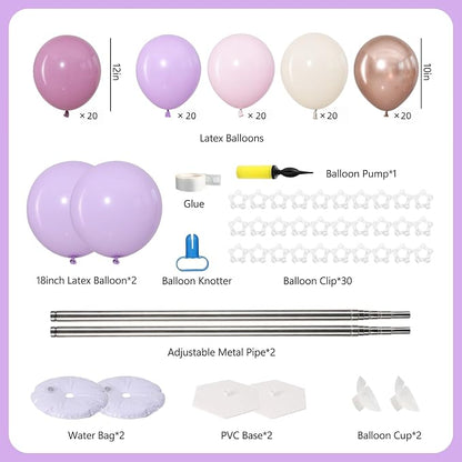 Dusty Purple Pink Balloon Column Stand Kit 2 Sets Balloons Tower | 102Pcs Pink - Image 3